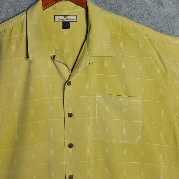 Tommy Bahama Yellow Silk Short Sleeve Shirt XXL - Picture 3 of 8